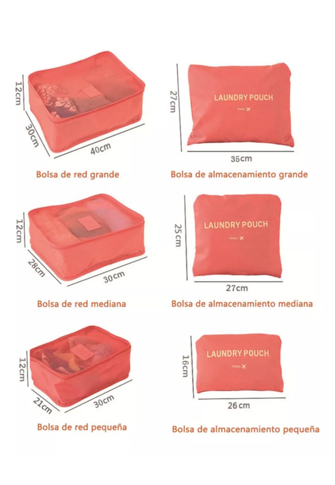 Set 6 organizadores de equipaje de viaje bolsa ropa interior naranja-2