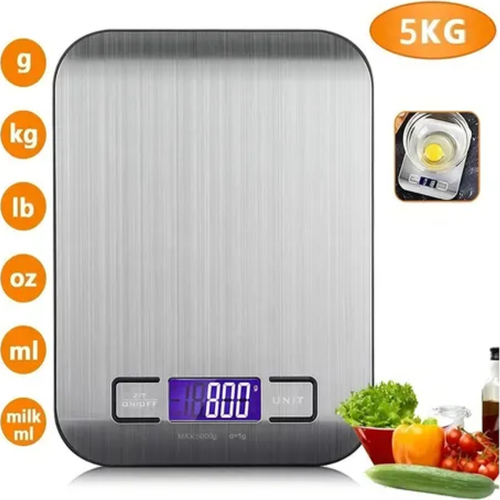 Balanza cocina digital acero 5kg color plateado-0