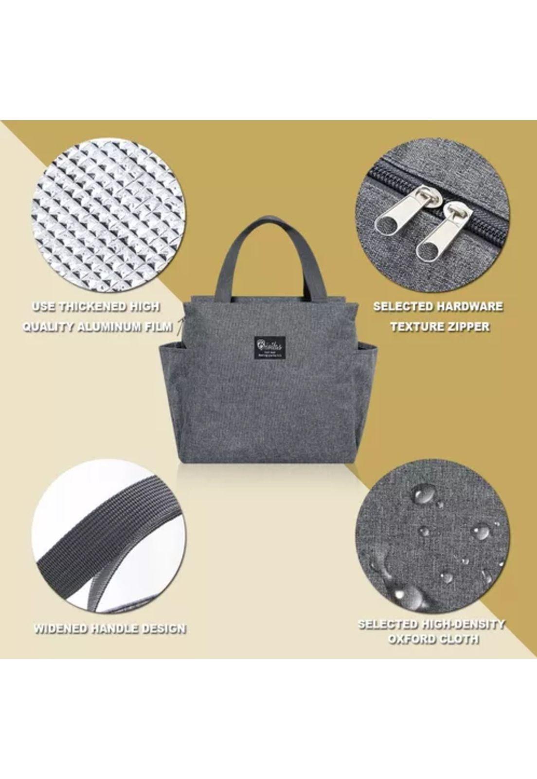 Lonchera térmica portátil para almuerzo 25x25 cm color gris-4