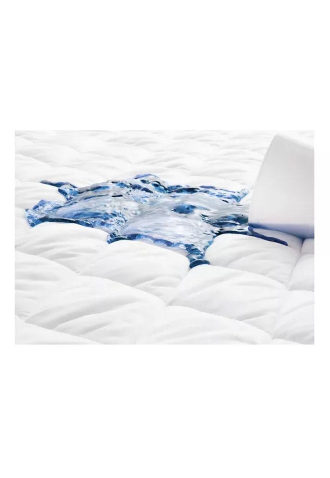 Cubre colchón 2 plazas acolchado + 2 fundas para almohada, color blanco-2