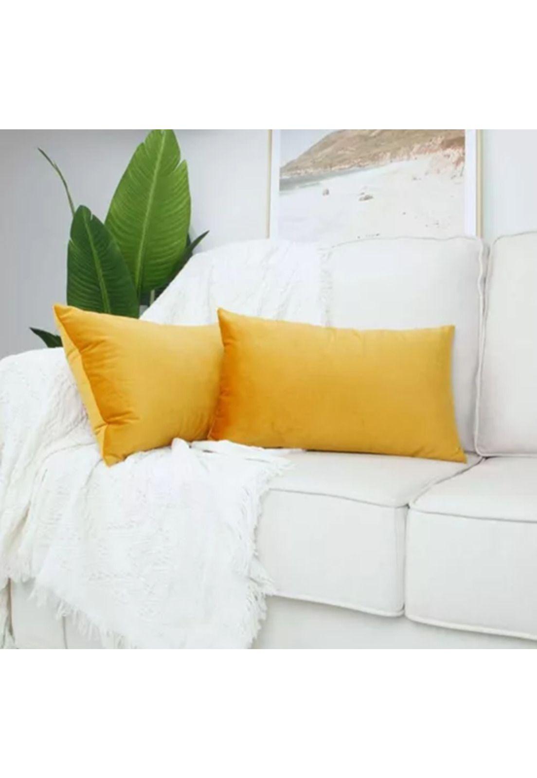 Pack de 2 Fundas Terciopelo Liso 30x50 cm Amarillo-1