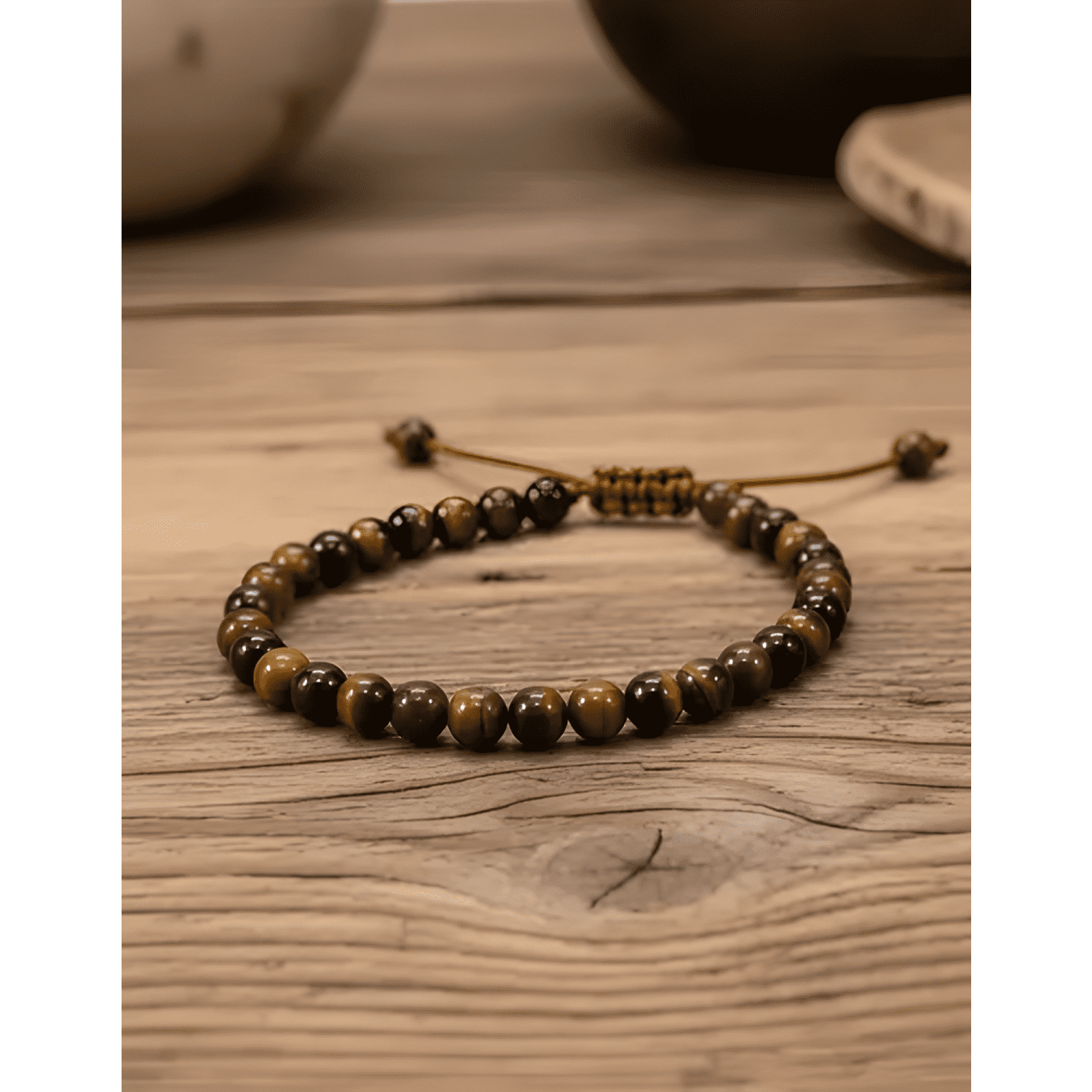 Pulsera piedra ojo de tigre natural ajustable protección-1