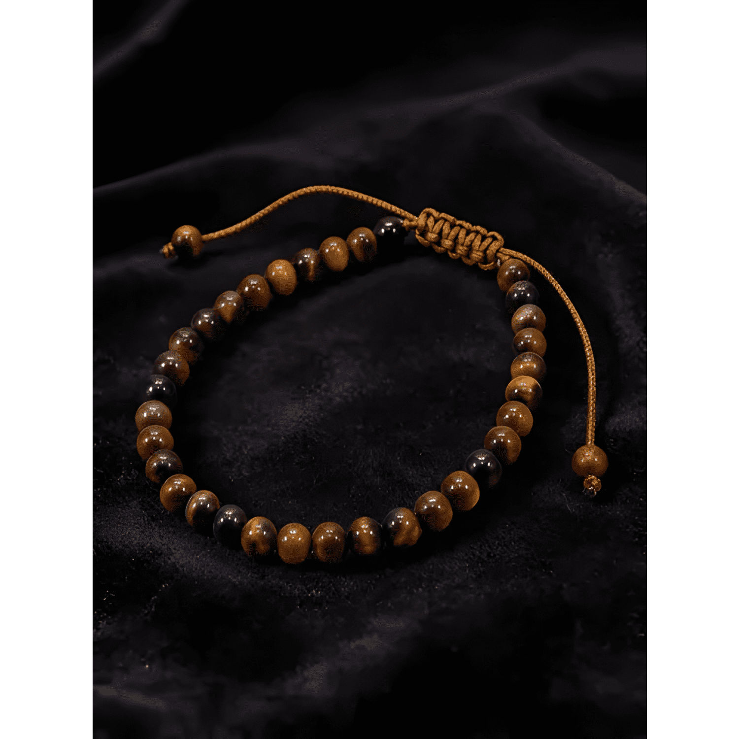 Pulsera piedra ojo de tigre natural ajustable protección-2