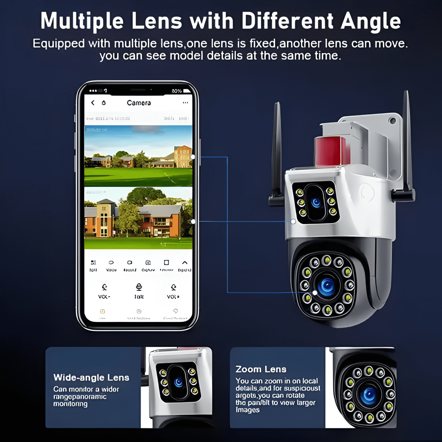 Camara Exterior Seguridad Doble Vision Ip Wifi Baliza Roja-3