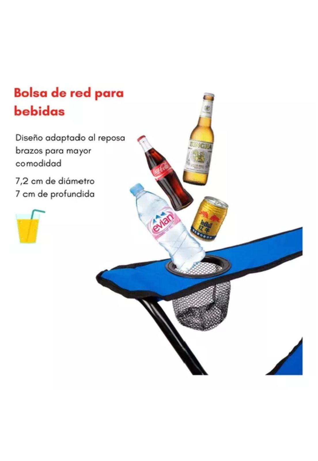 Silla plegable de camping con porta vaso y bolsa verde-3