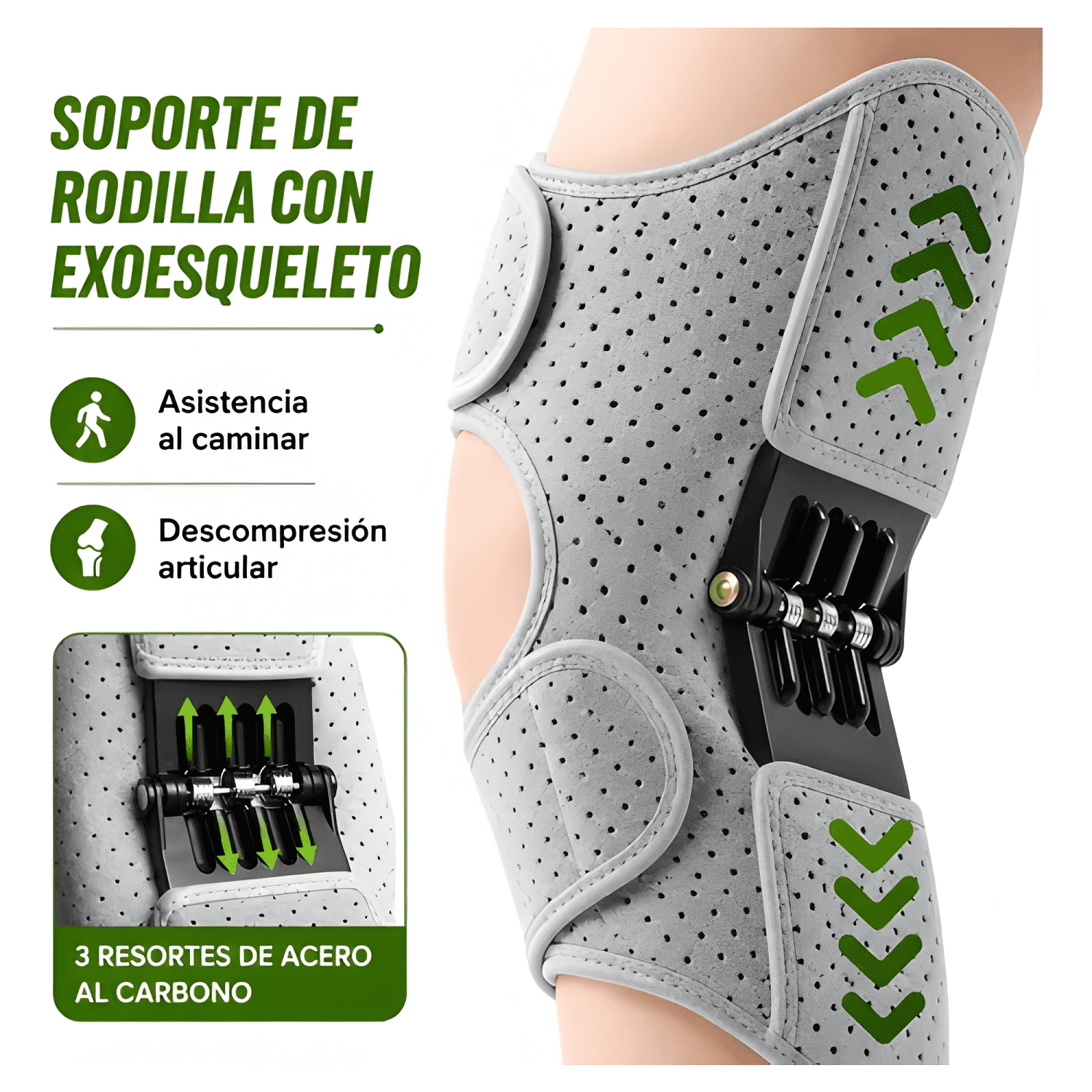 Rodillera ortopédica Gaccoa Gac-101316 con resorte gris-3