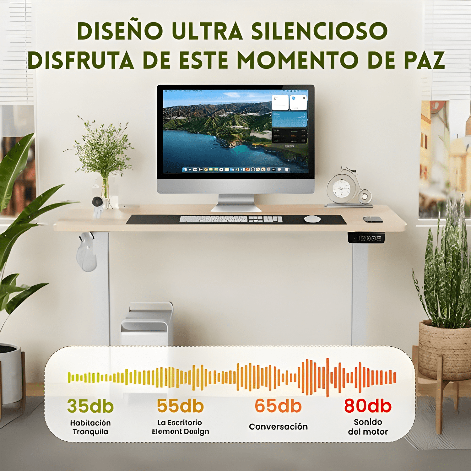 Escritorio eléctrico ajustable con memoria altura 73-118 cm-2