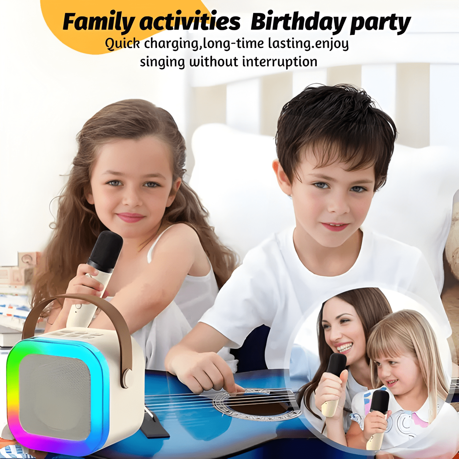 Mini parlante karaoke bluetooth para niños con micrófono-4
