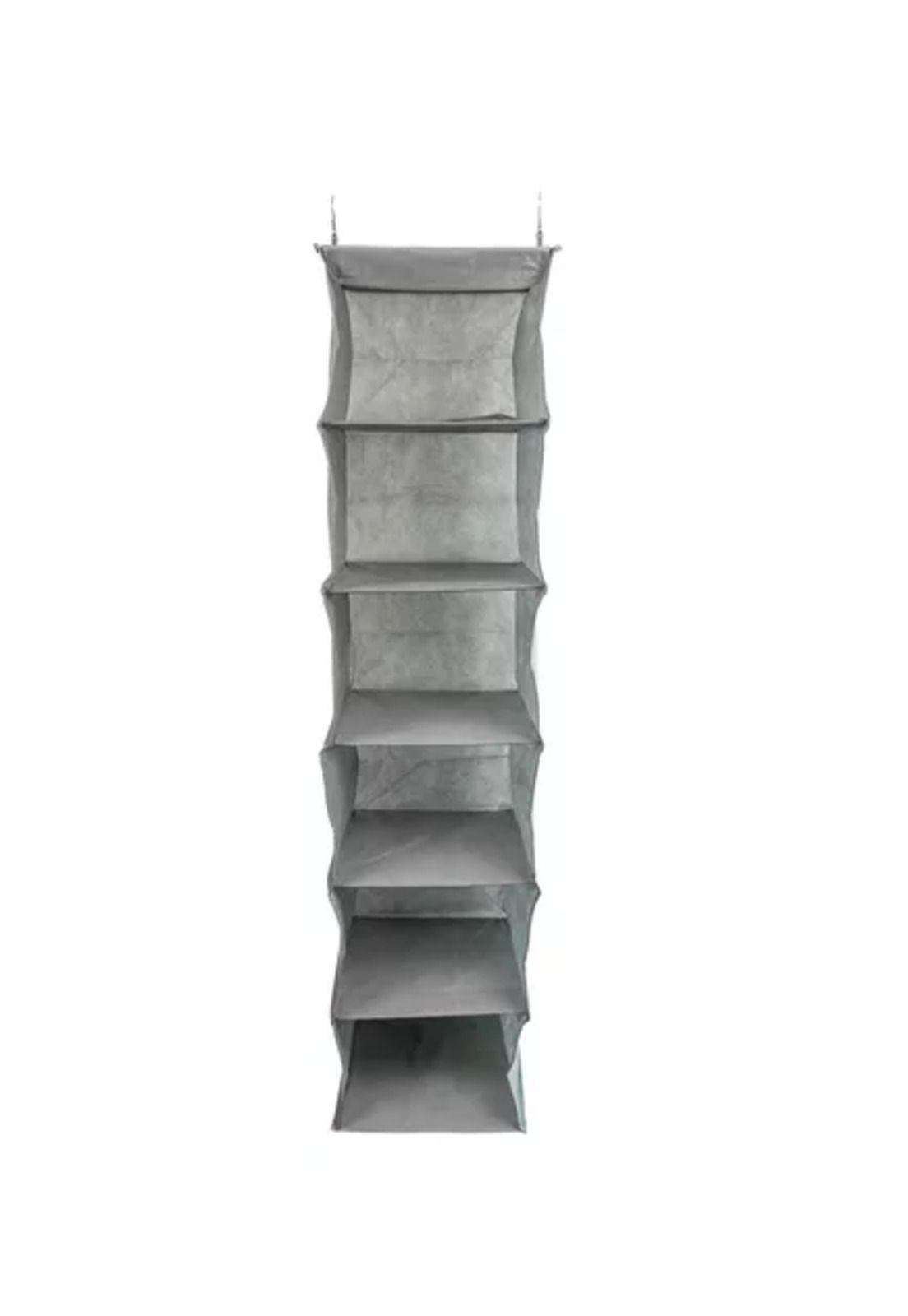 Organizador colgante 6 pisos para ropa y zapatos gris-0