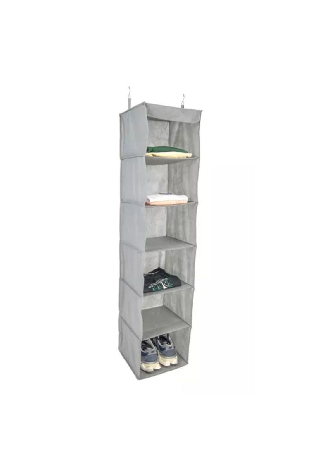 Organizador colgante 6 pisos para ropa y zapatos gris-1