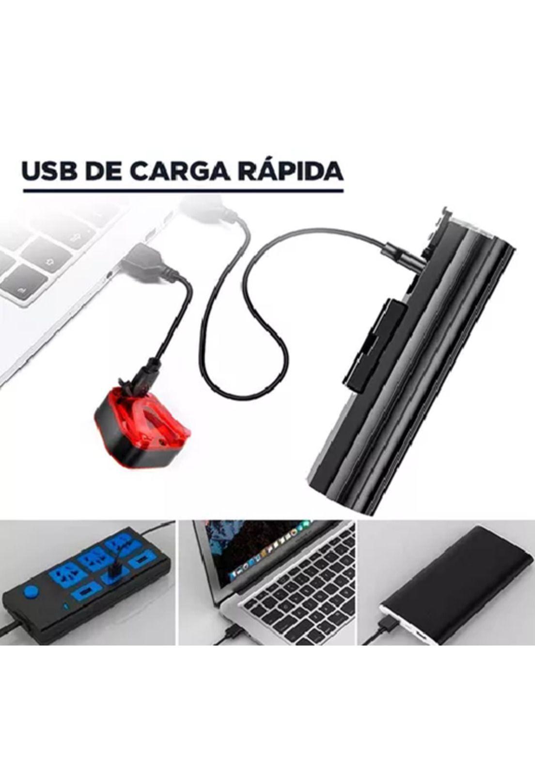 Pack luz bicicleta delantera y trasera recargable led negro-3