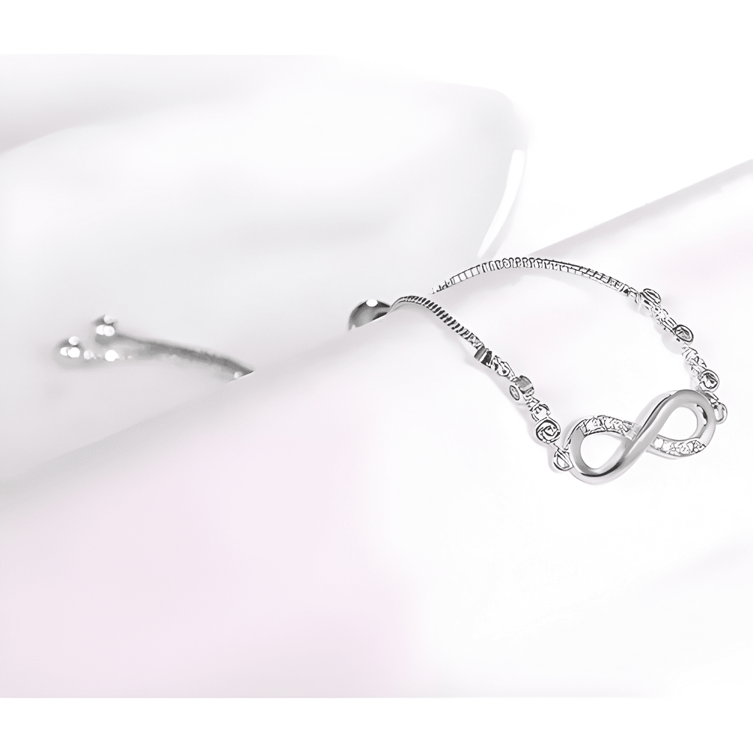 Pulsera infinito ajustable de plata ley S925 + bolsa + #2-3