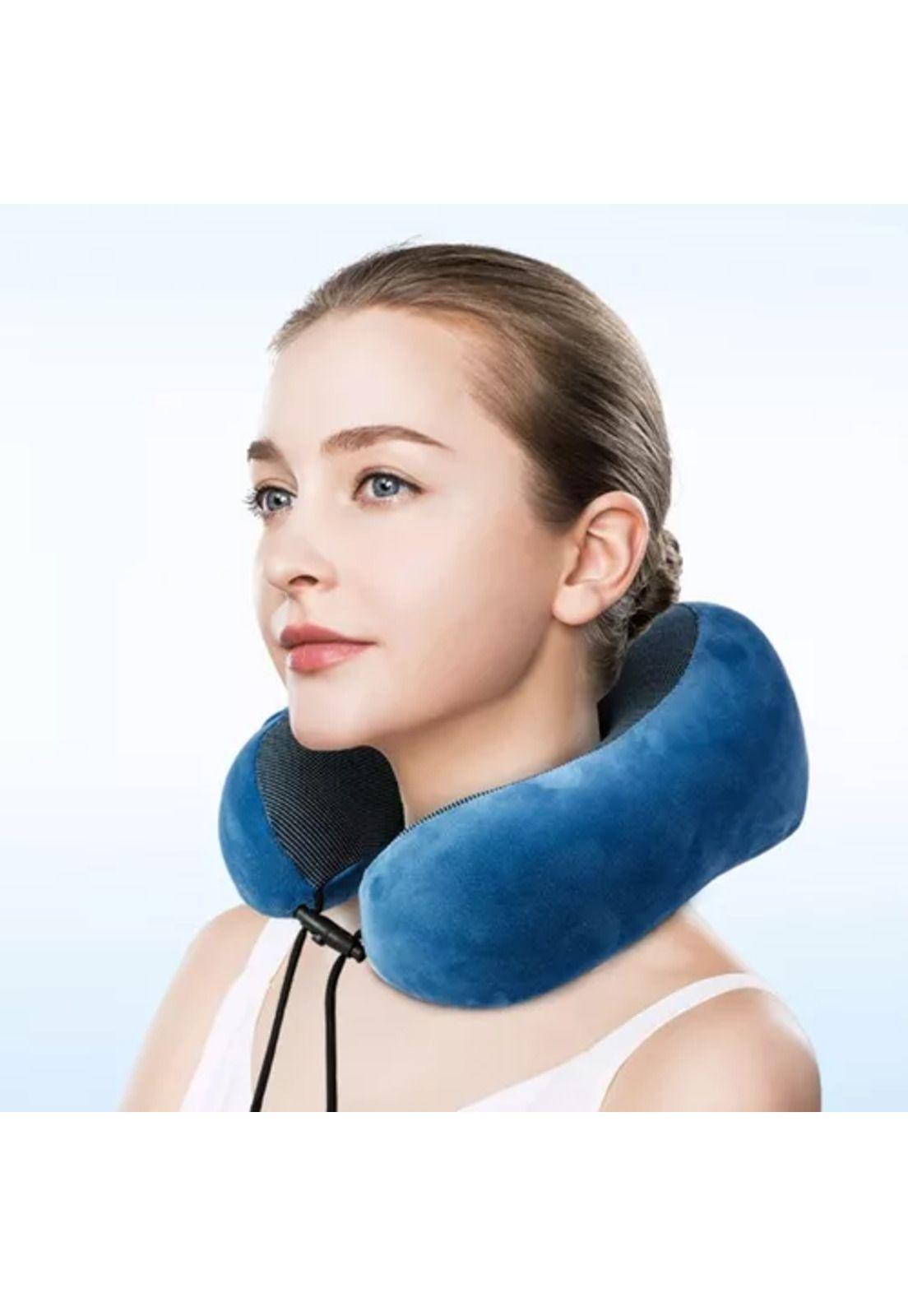 Almohada Viscoelástica para Viaje de Cuello con Antifaz Regalo Gris-3