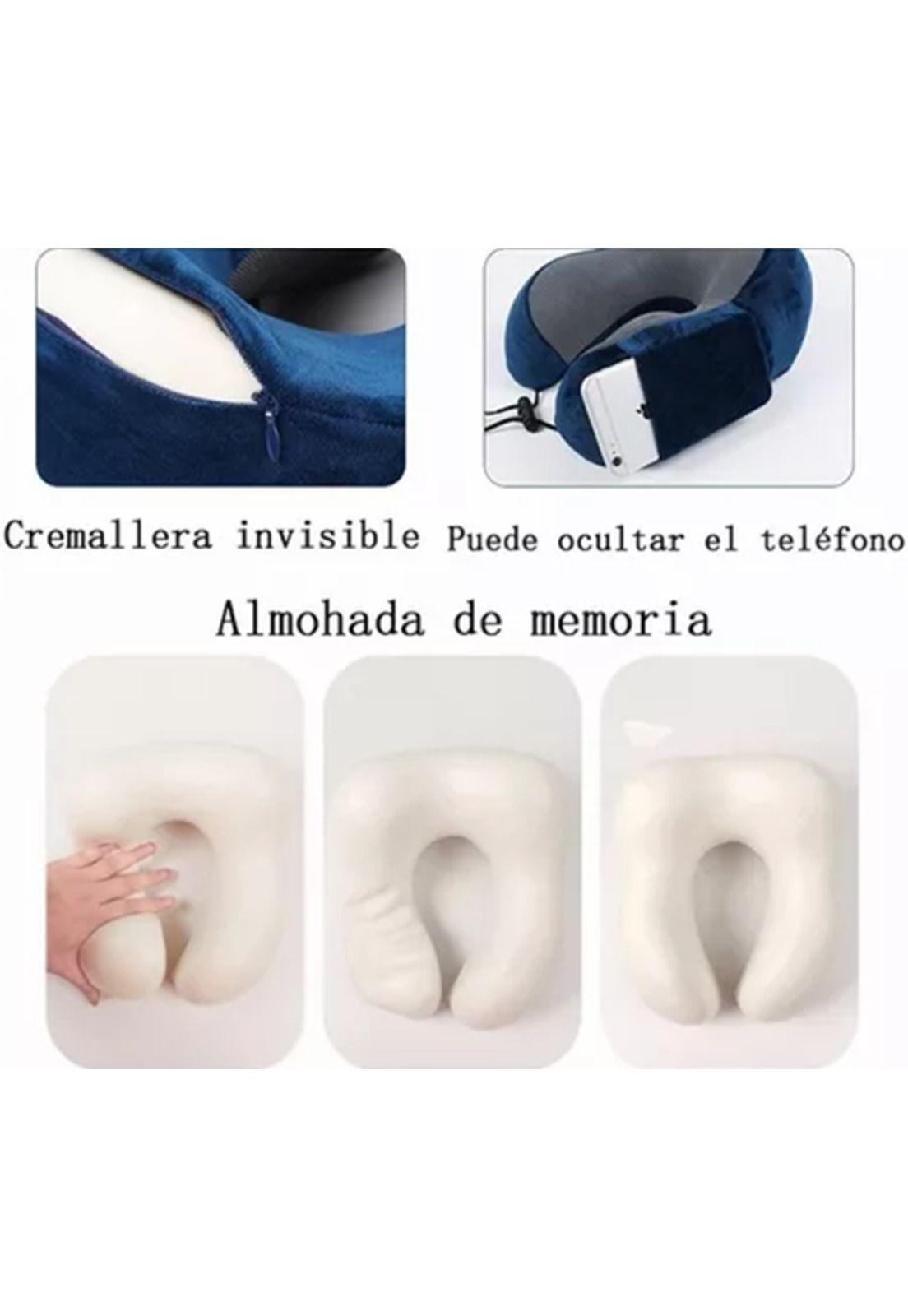 Almohada Viscoelástica para Viaje de Cuello con Antifaz Regalo Gris-4