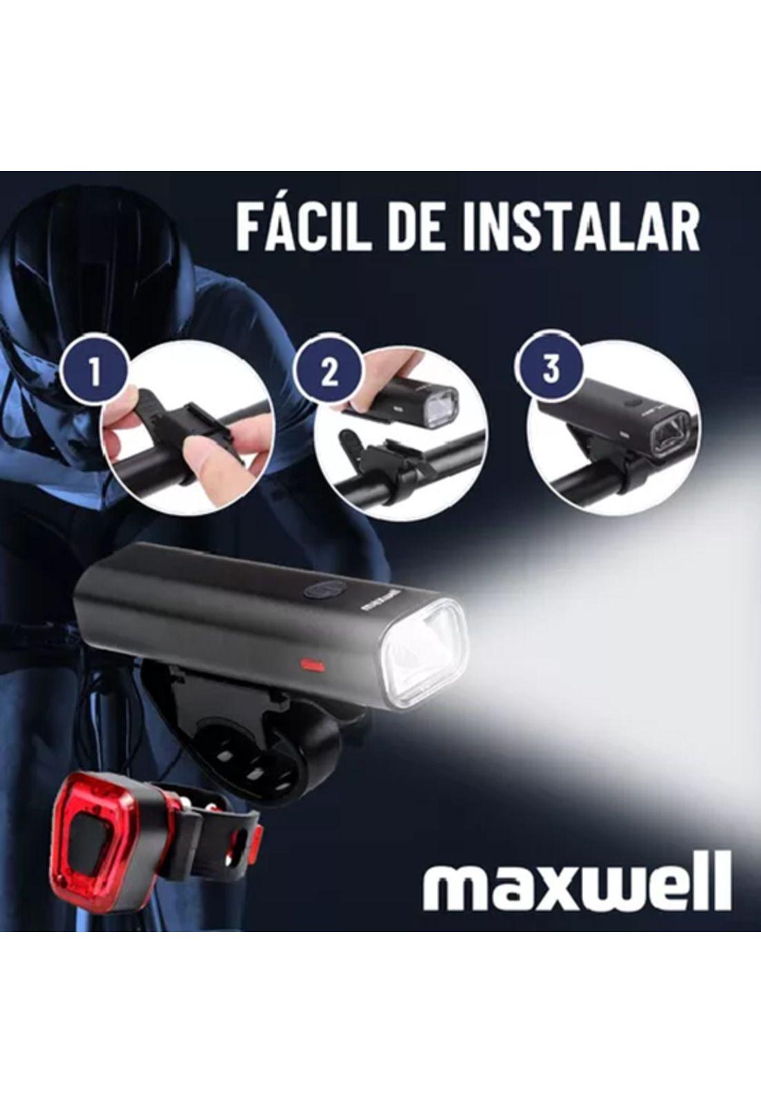 Luz bicicleta set delantera trasera usb impermeable aluminio negro-4