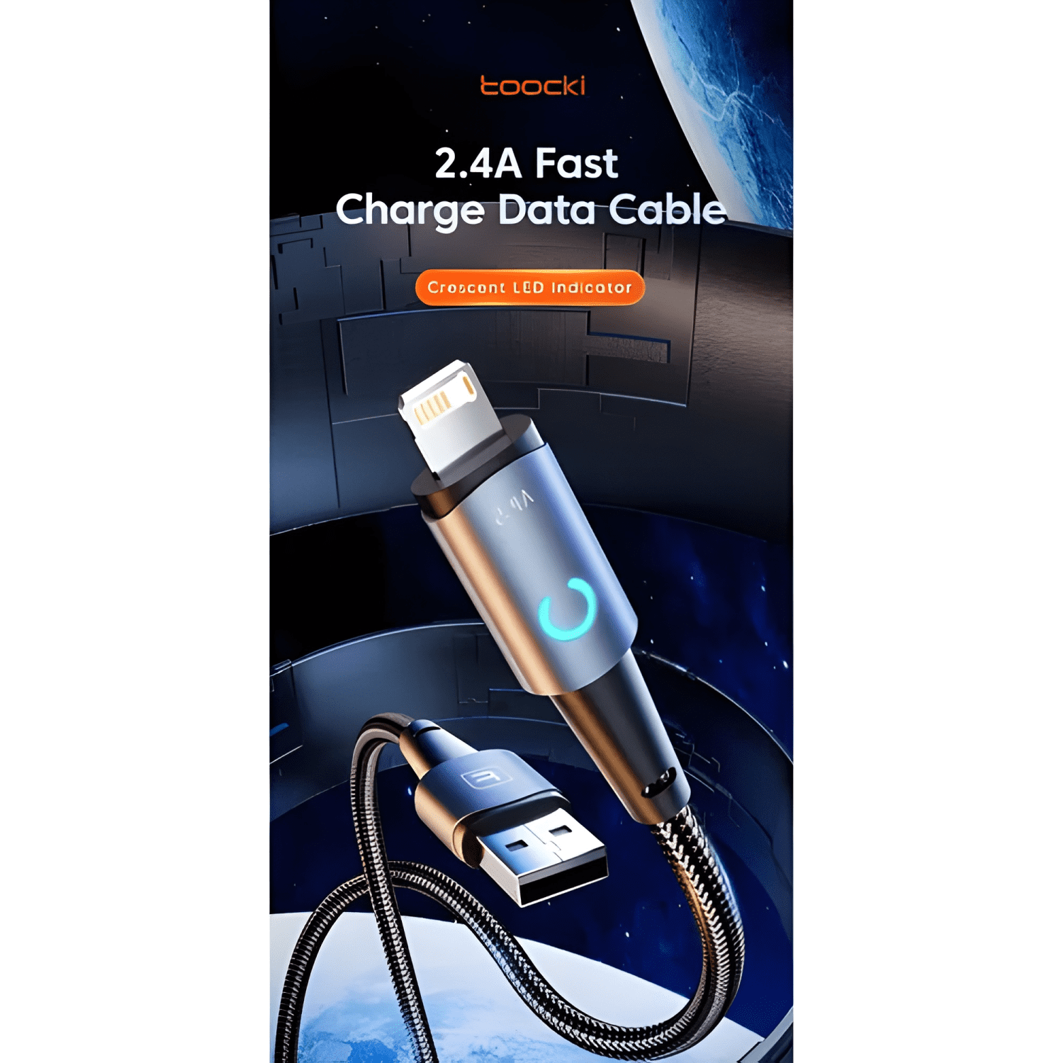 Cable USB para iphone 2.4a 2 metros carga rápida - toocki-3