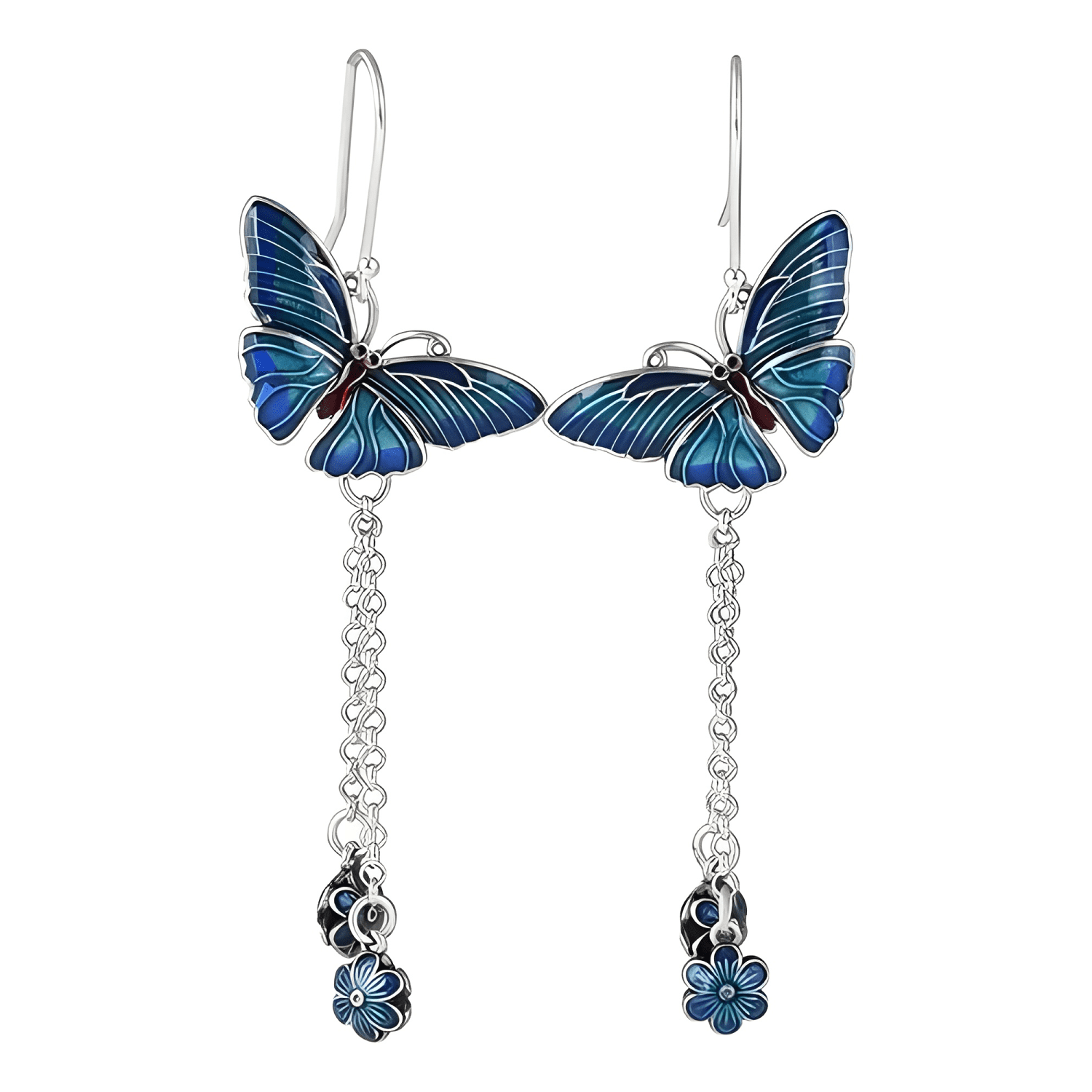 Aros Colgantes Mariposa Gancho Plata S925 Mujer #2-0