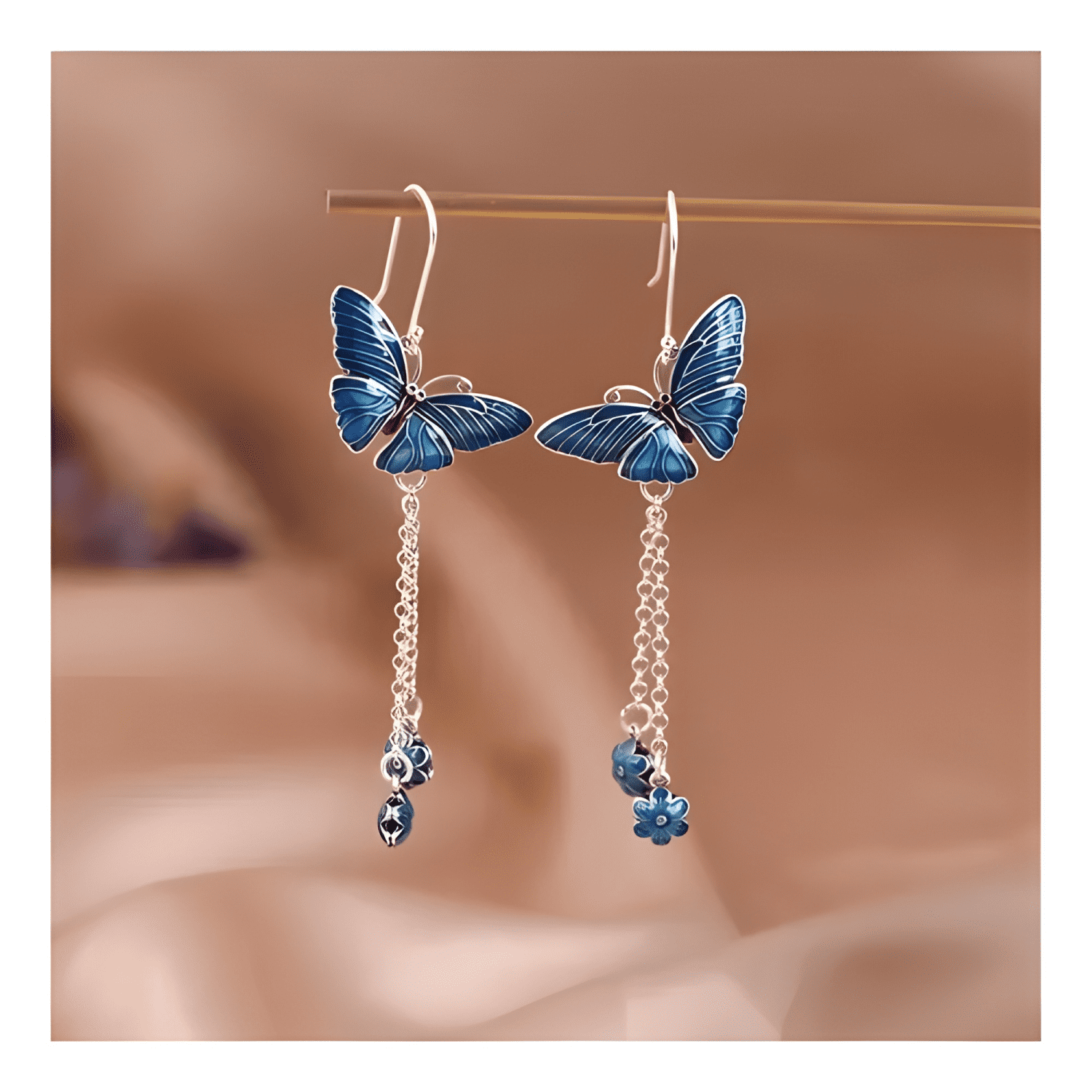 Aros Colgantes Mariposa Gancho Plata S925 Mujer #2-1