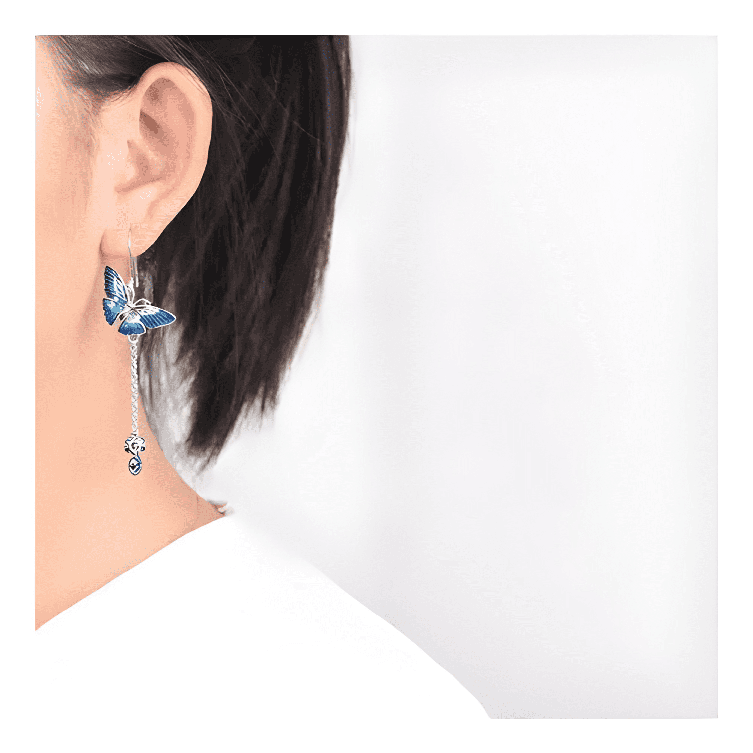 Aros Colgantes Mariposa Gancho Plata S925 Mujer #2-2