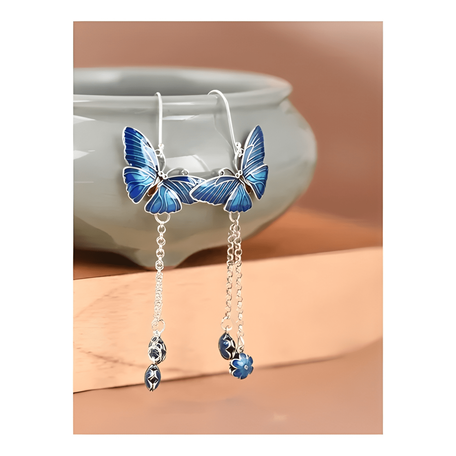 Aros Colgantes Mariposa Gancho Plata S925 Mujer #2-4