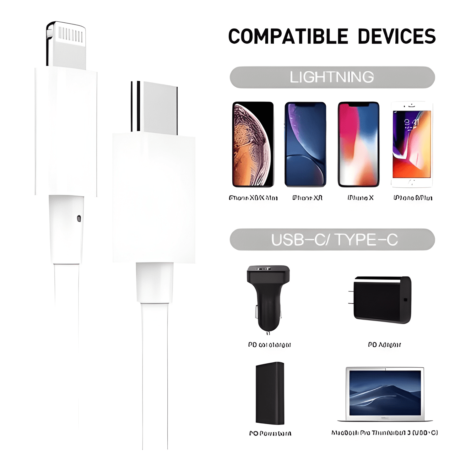 Cable de carga USB tipo c a lightning para iphone 2 #3-4