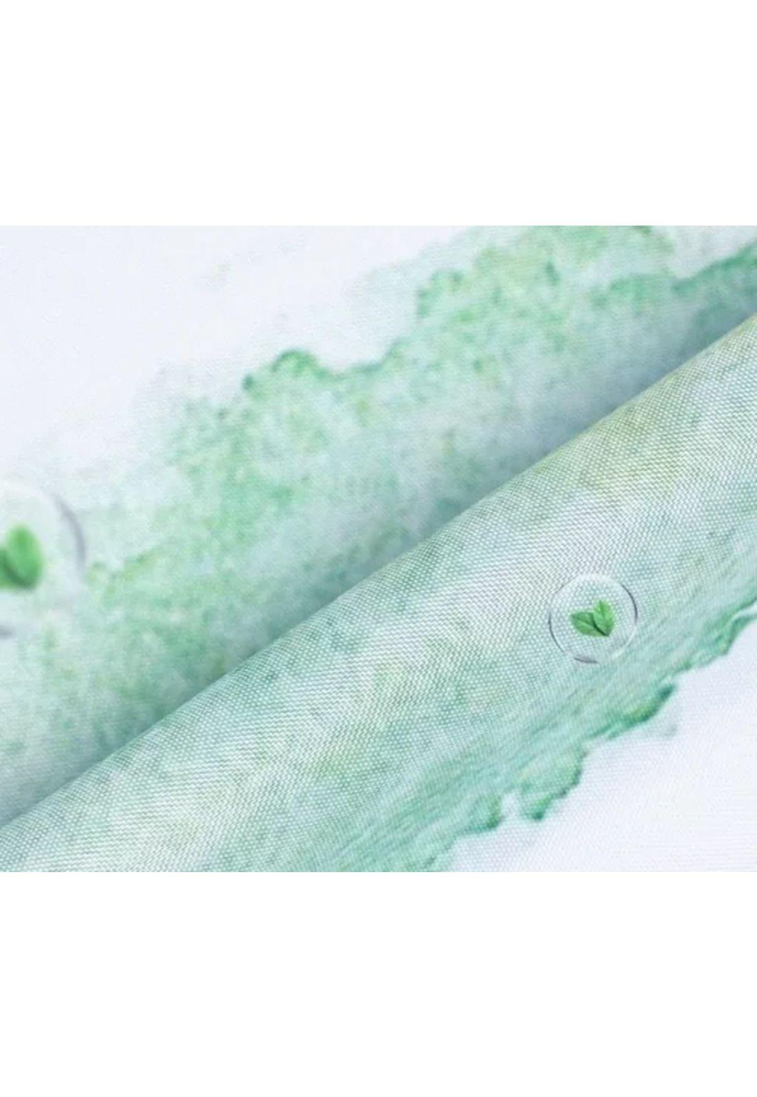 Cortina de baño y ducha, tela impermeable, blanca con flores-2