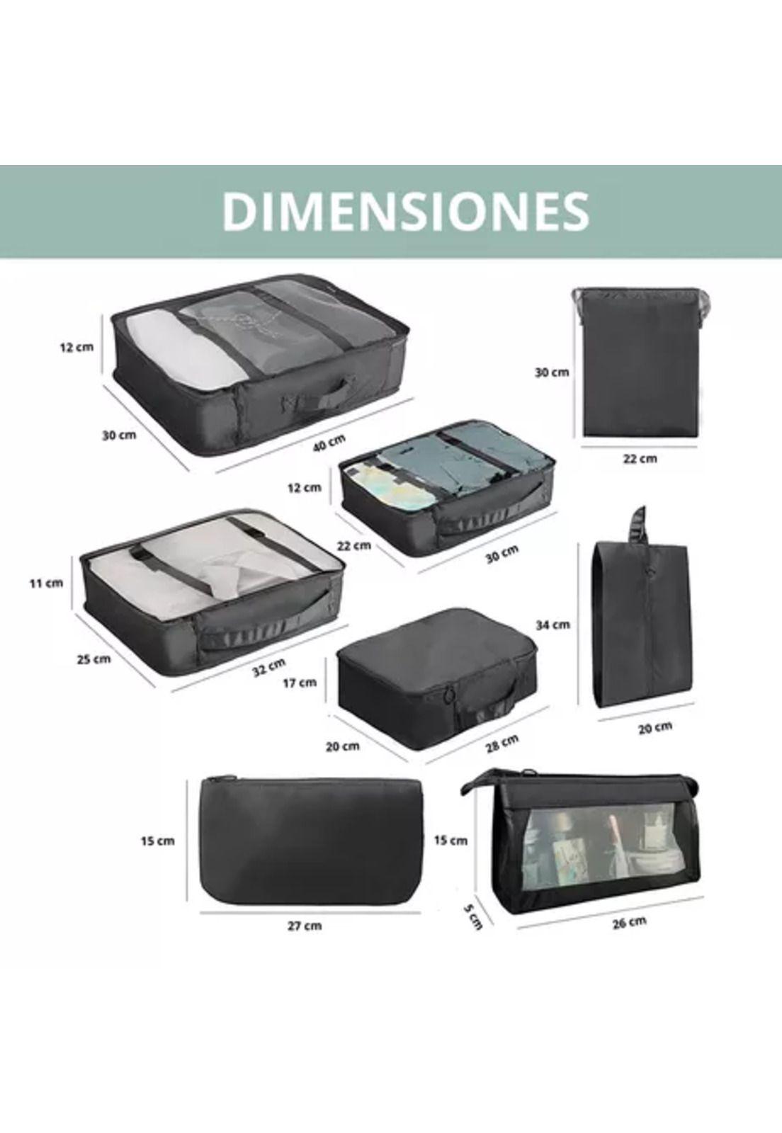 Juego de 8 bolsas organizadoras, color negro-2