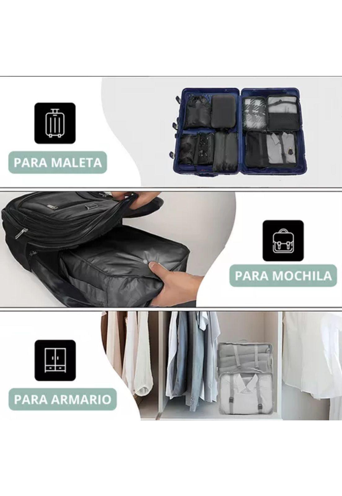Juego de 8 bolsas organizadoras, color negro-3