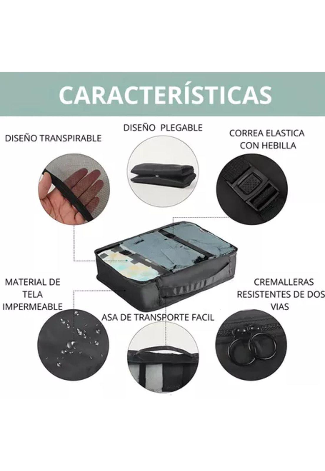 Juego de 8 bolsas organizadoras, color negro-6
