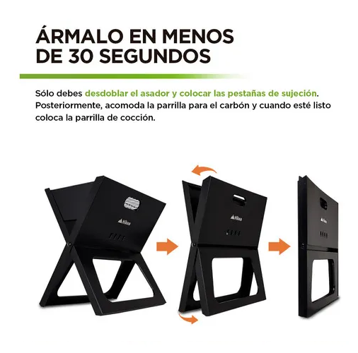 Hikeo Parrillera plegable de carbón portátil para asados color negro-2
