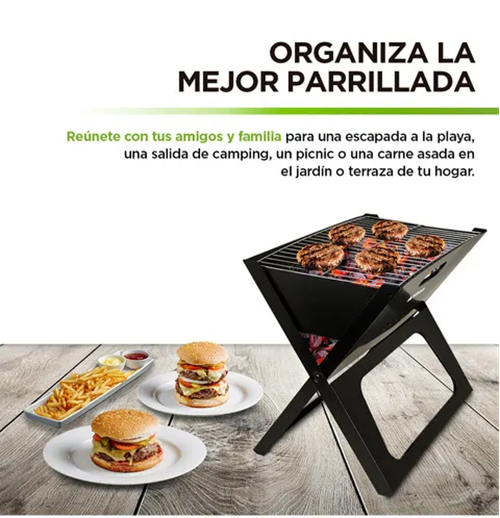 Hikeo Parrillera plegable de carbón portátil para asados color negro-3