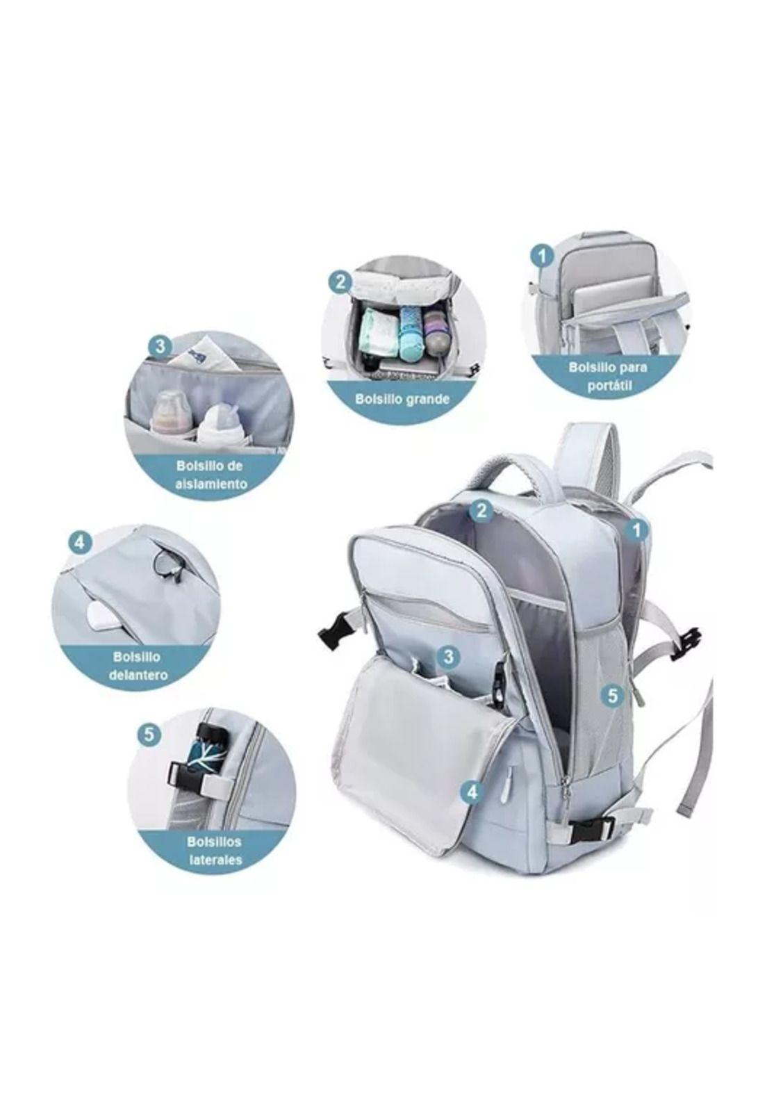 Mochila de viaje de cabina para avión, impermeable con USB, color gris-2