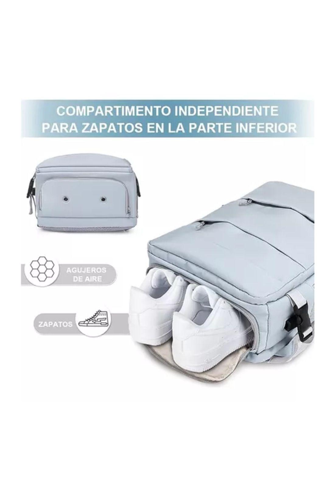 Mochila de viaje de cabina para avión, impermeable con USB, color gris-3