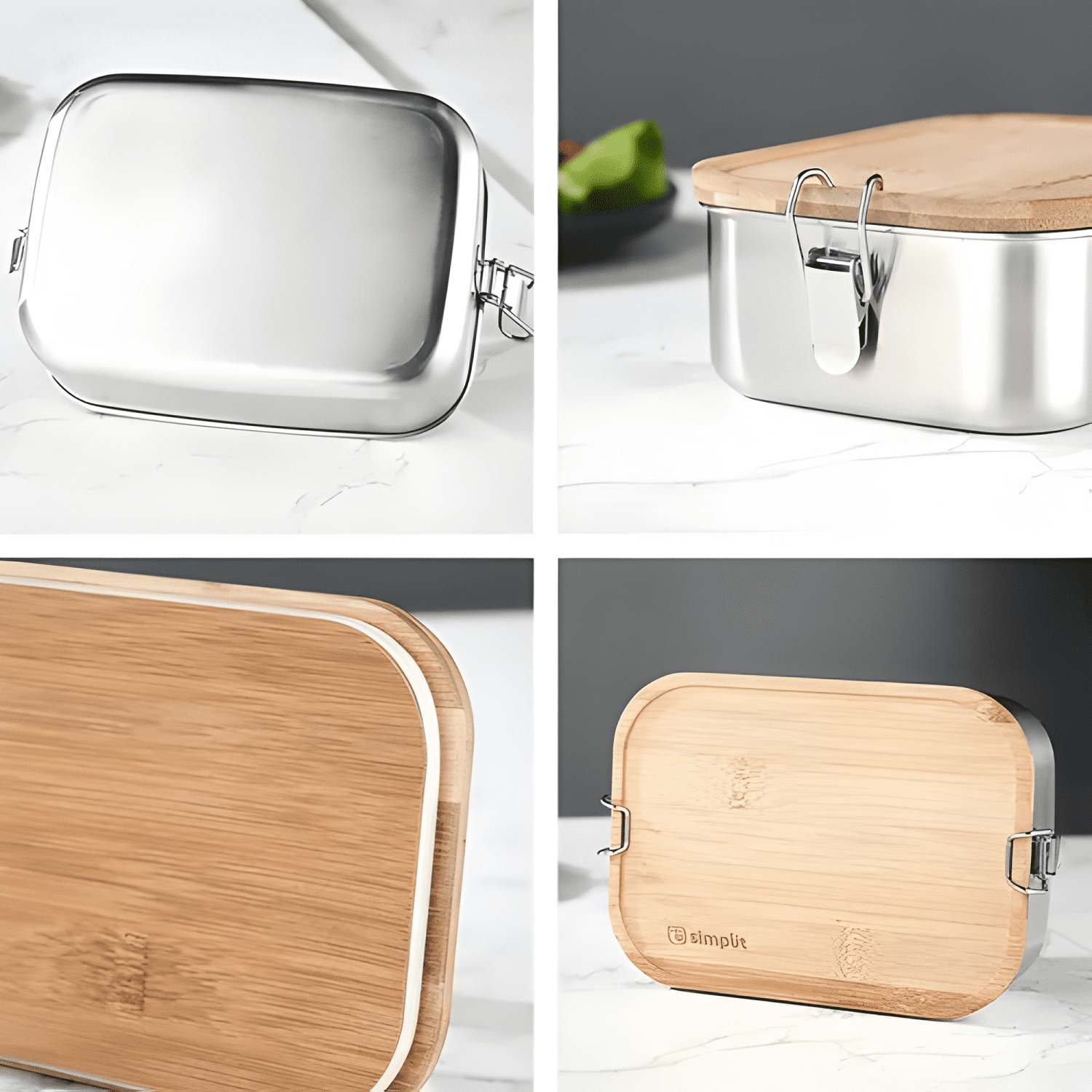 Tupper de acero inoxidable tapa madera 800 ml-3