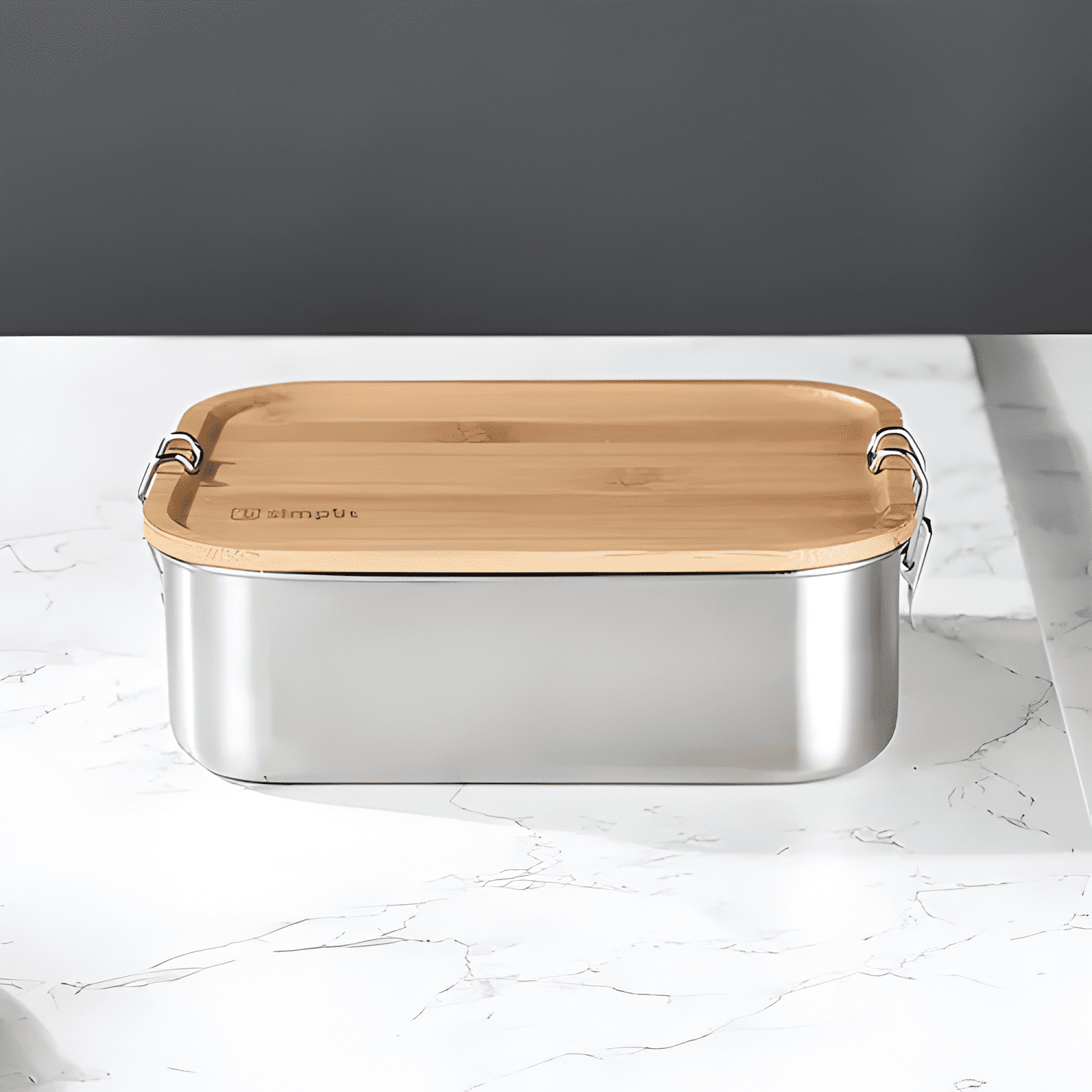 Tupper de acero inoxidable tapa madera 800 ml-4