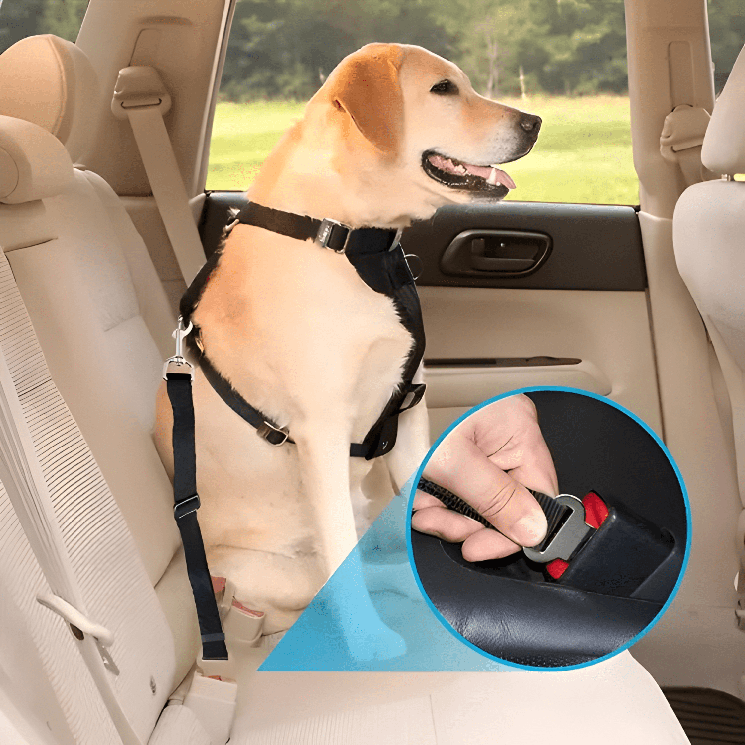 Cinturón seguridad para perros nylon ajustable the Negro-3