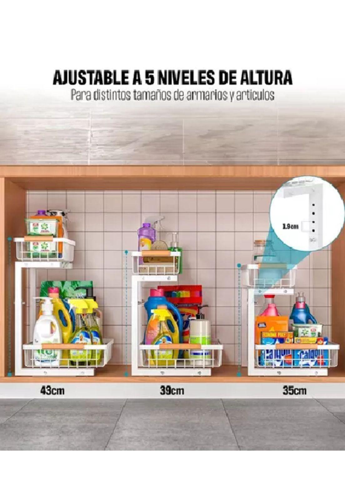Organizador Estante Multiuso Bajo Lavaplatos Cocina Baño Blanco-2
