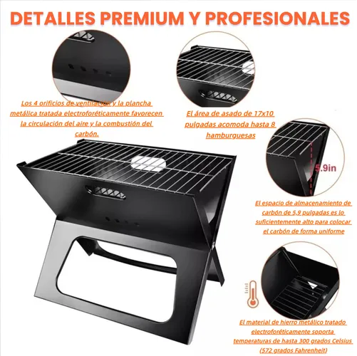 Barbacoa Portátil Plegable - Doble Capa, Segura Para Jardín-2