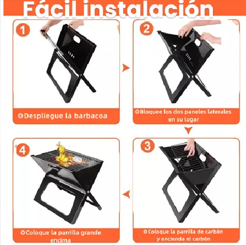 Barbacoa Portátil Plegable - Doble Capa, Segura Para Jardín-3