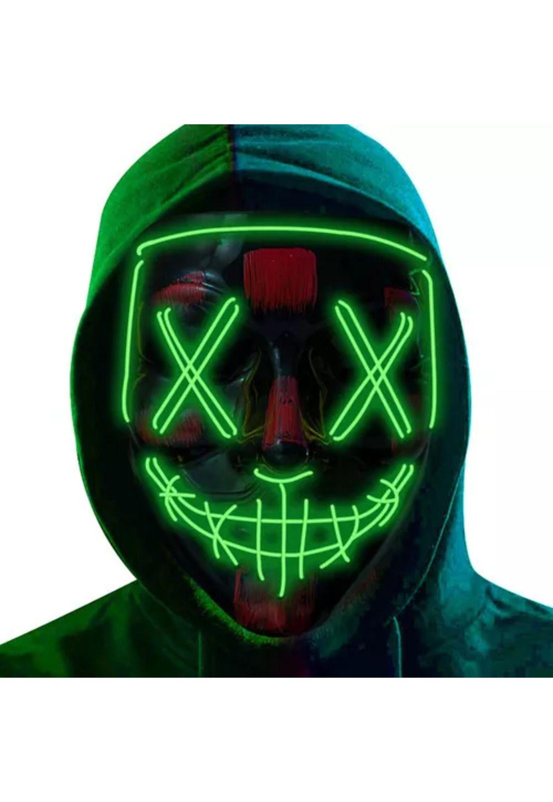 Pack de 2 máscaras LED La Purga, Halloween, terror, cosplay, color verde-0