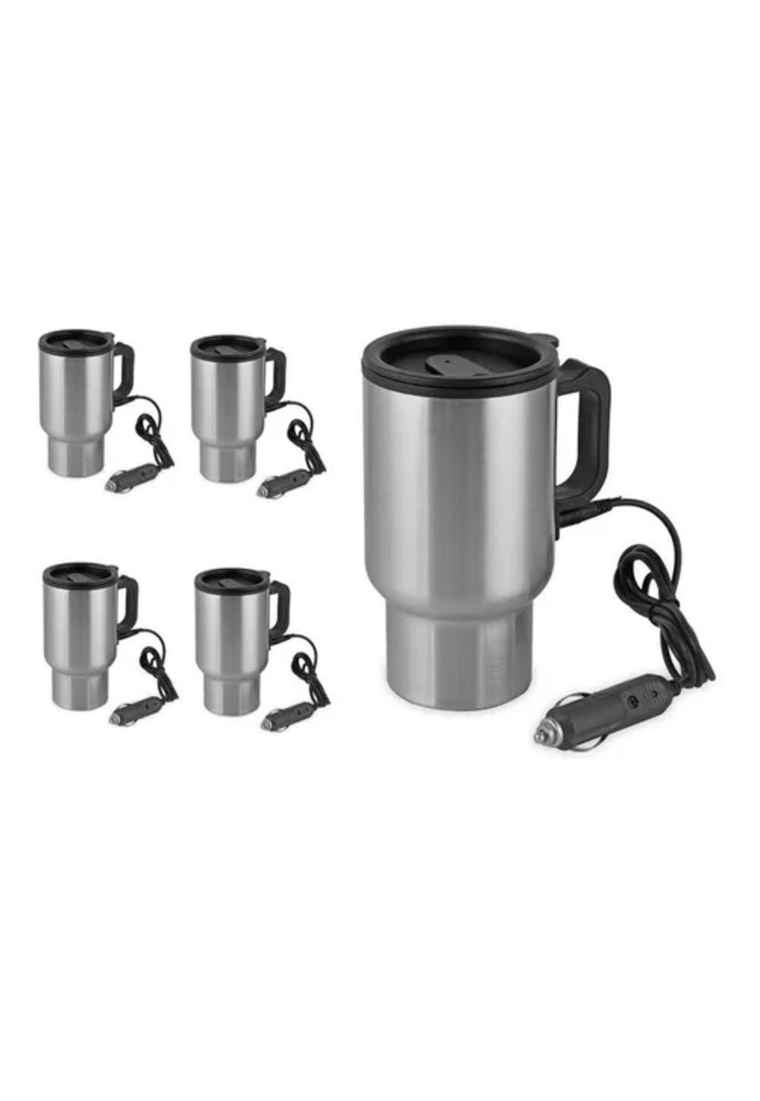 Vaso térmico de 480 ml, auto, acero, tazón mug, 12v, eléctrico, gris-4