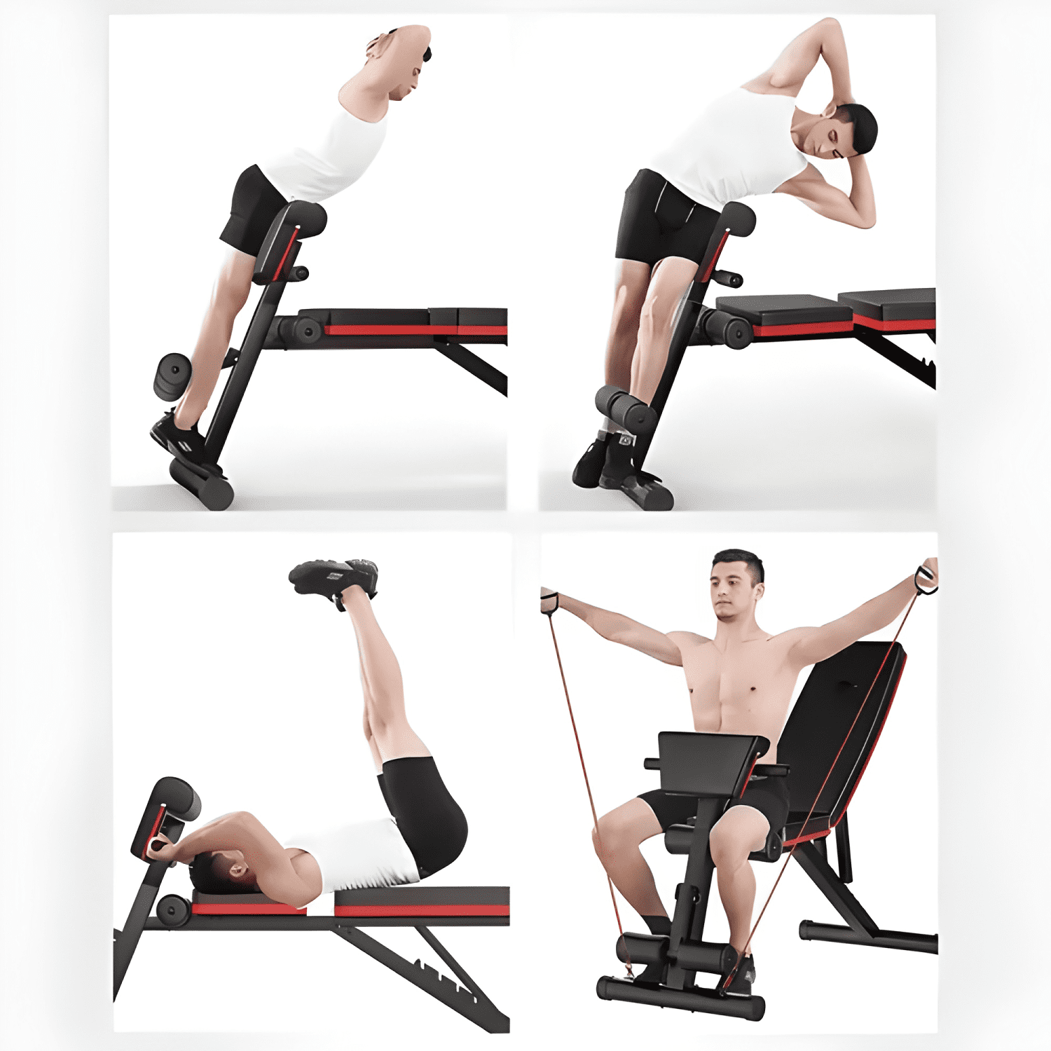 Banco abdominal plegable con respaldo 7 posiciones negro #2-2