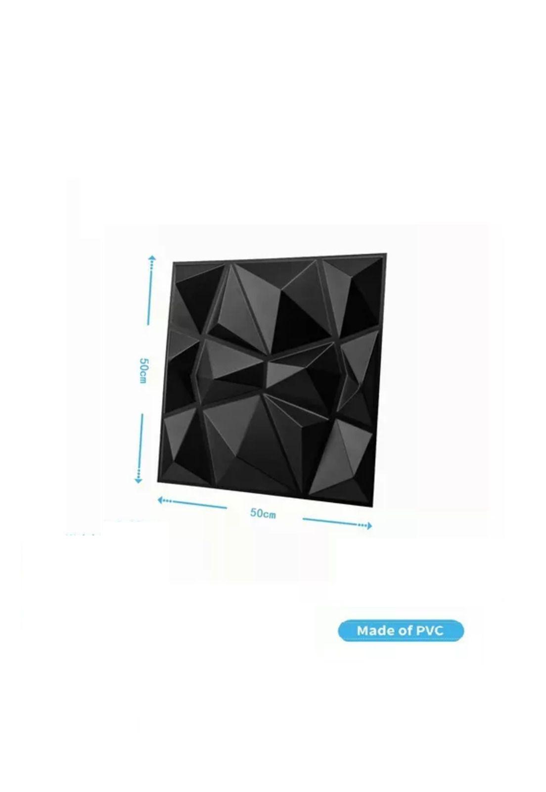 12 Paneles Mural 3D Autoadhesivo PVC Diamante 50x50cm Negro-2