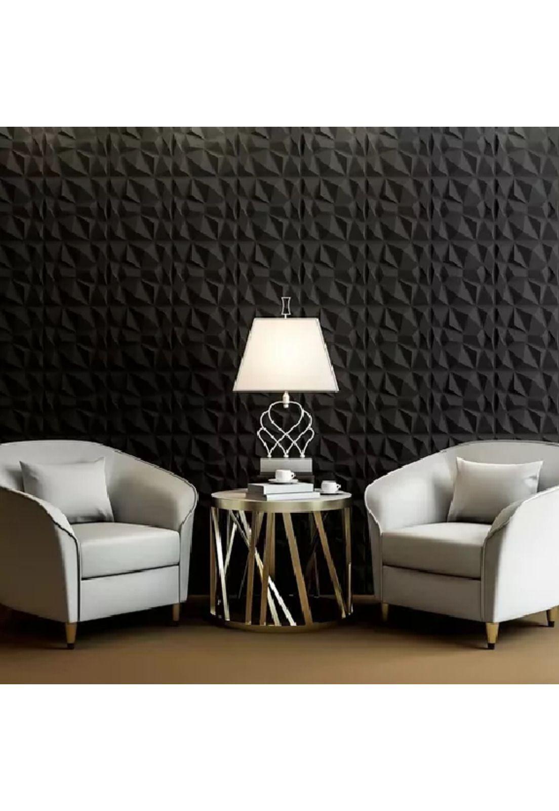 12 Paneles Mural 3D Autoadhesivo PVC Diamante 50x50cm Negro-3