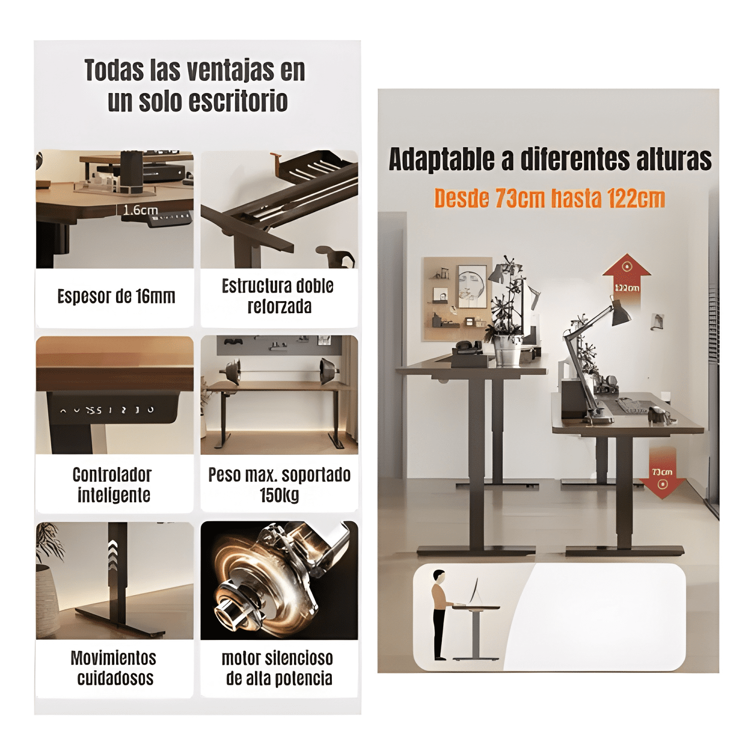 Escritorio eléctrico regulable accesorios 120cm lubabycas-2