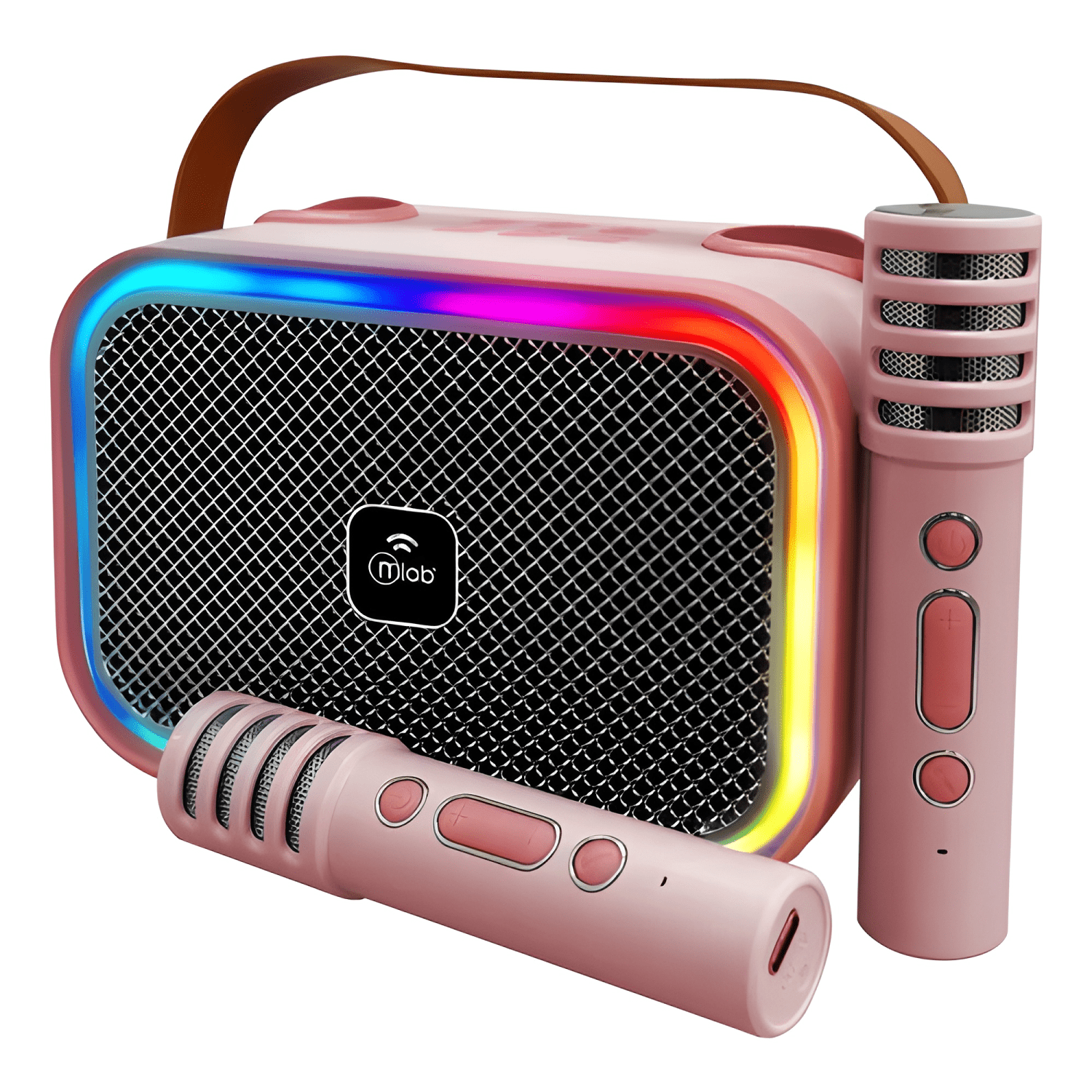 Parlante bluetooth portátil 5w kids exterior luces led Rosa-0