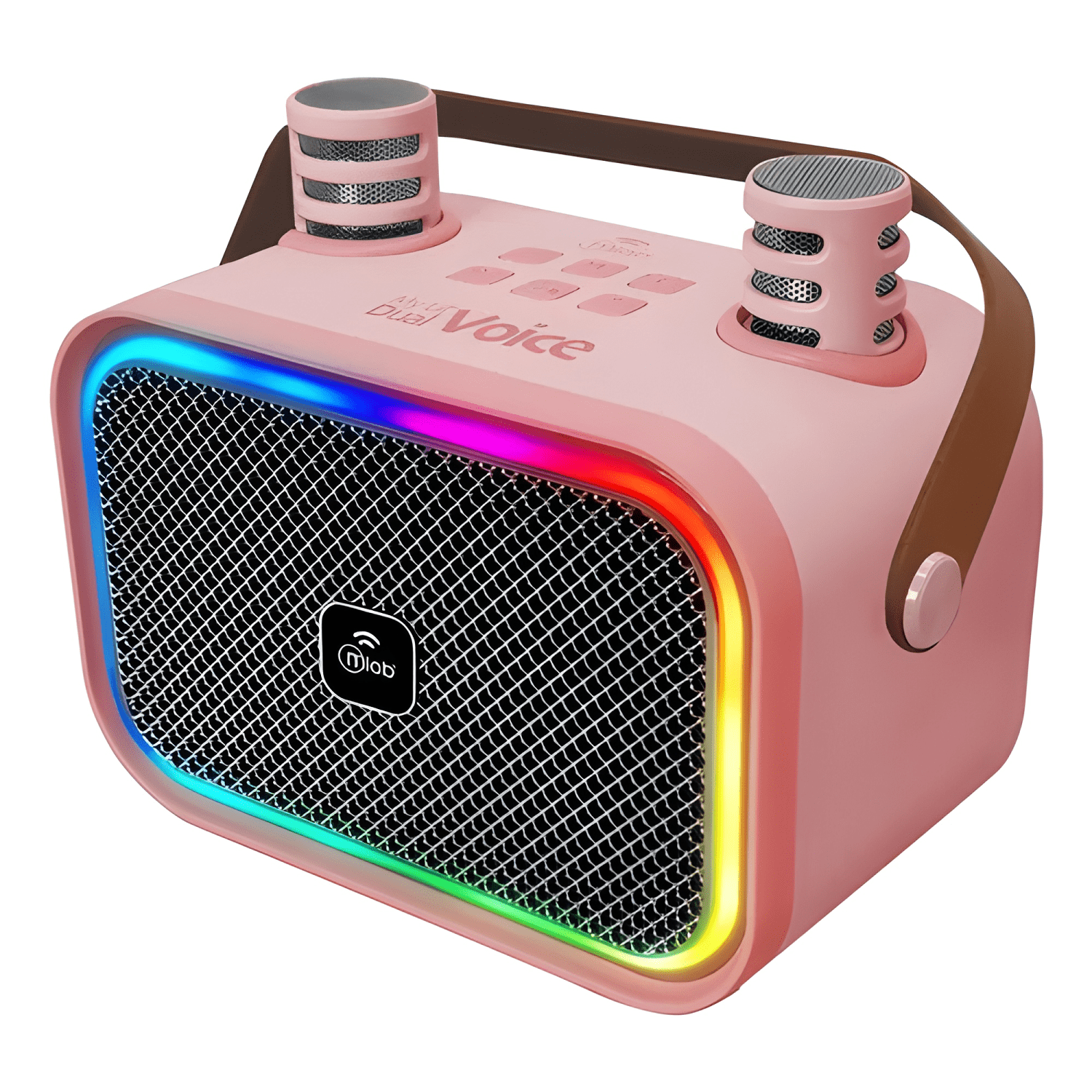 Parlante bluetooth portátil 5w kids exterior luces led Rosa-1