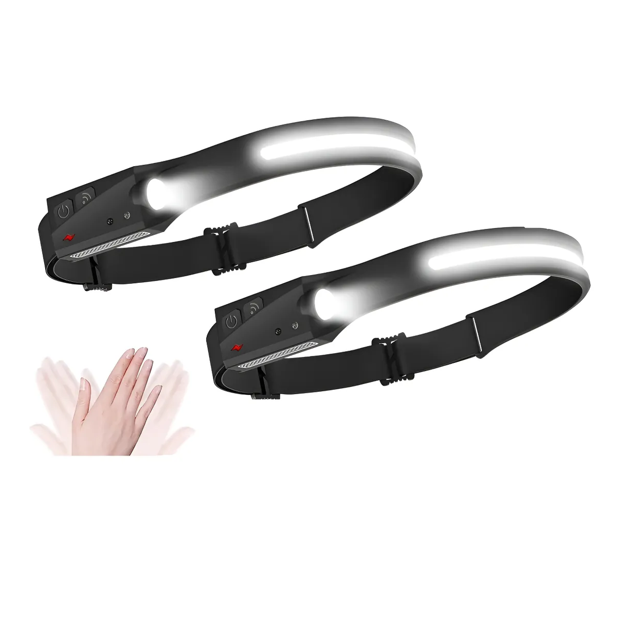 X2 Linterna Led Frontal De Cintillo Cabeza Es Recargable Negro Fría-0