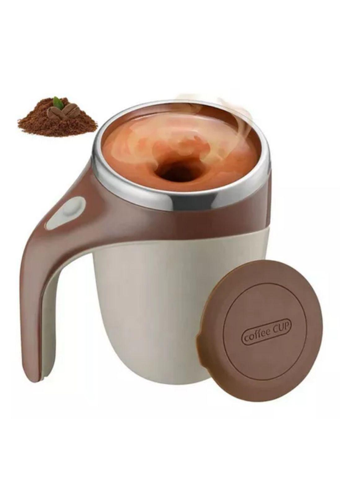 Taza de agitación automática, 380 ml, con detalle, color café-2