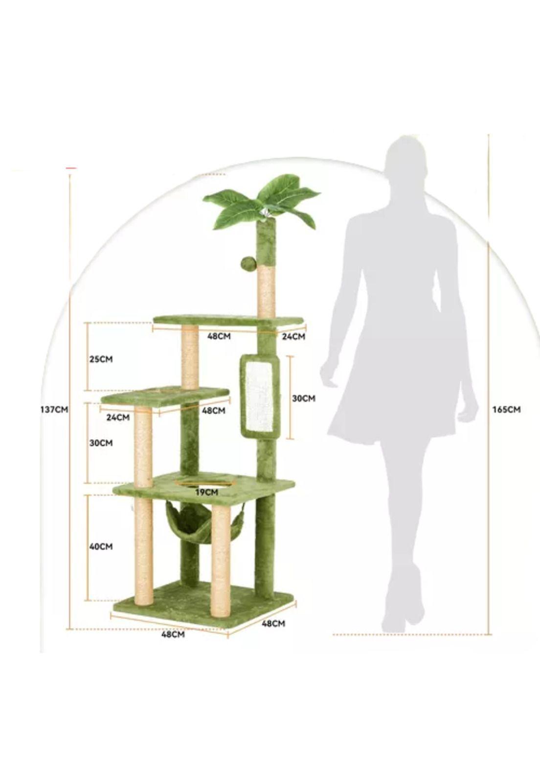 Rascador gatos torre yute michis arbol palmera hojas verde-4